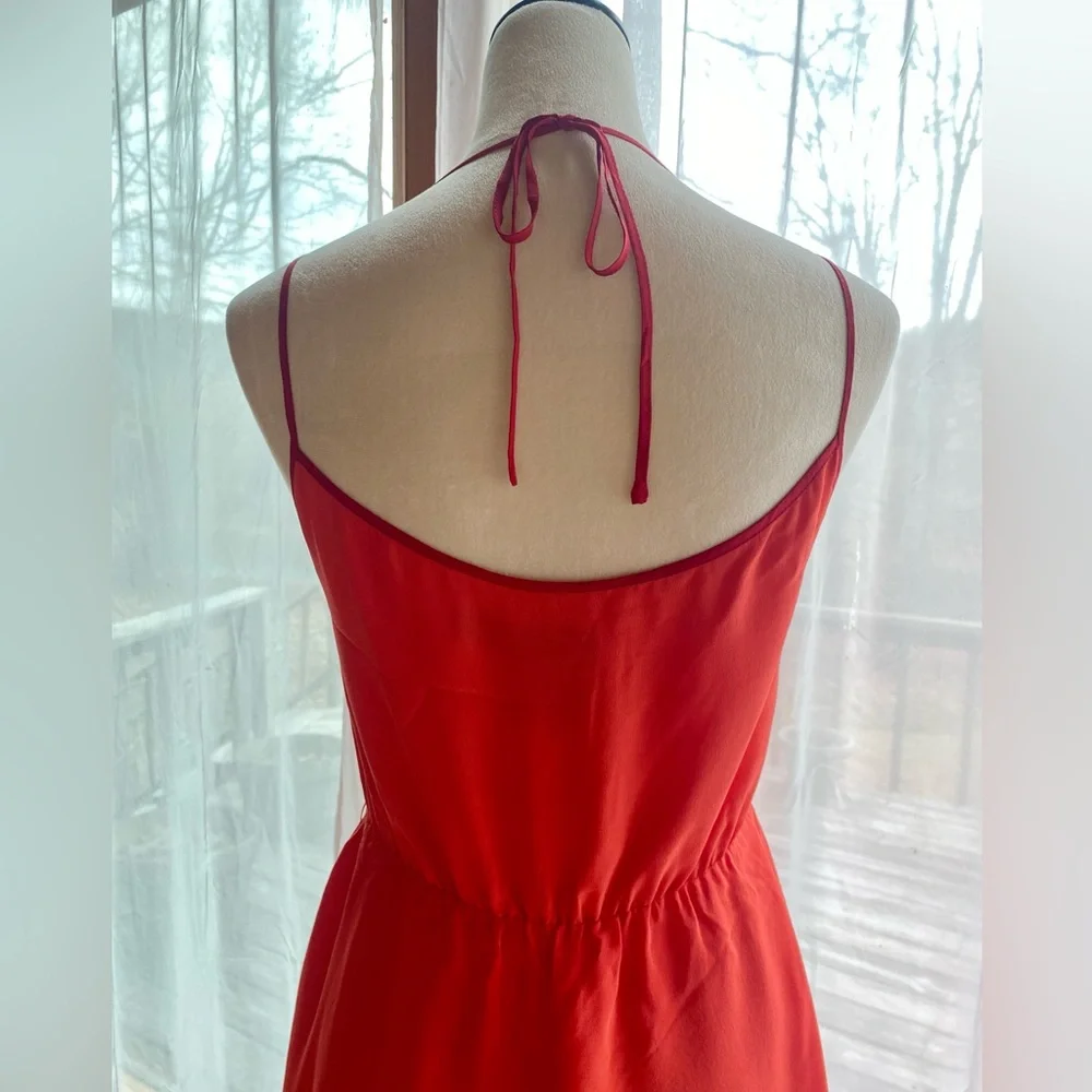 Anthropologie Girls from Savoy Becca 100% Silk Coral Red Dress, Size 4 Four - Picture 4 of 11